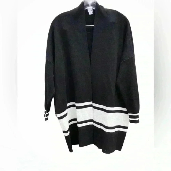 Anthropologie NVLT Black and White PIPPA Open Cardigan Knit Sweater - Picture 6 of 13
